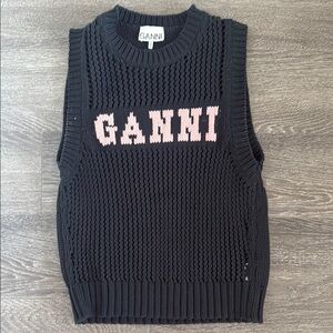 Ganni Black and Pink Sleeveless Sweater